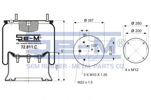 Кожух пневматической рессоры SEM LASTIK 72.811.C