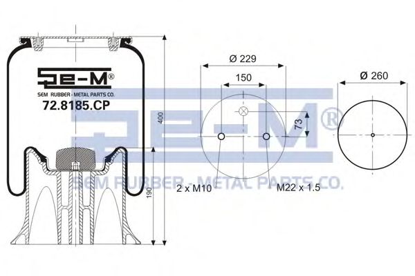 Кожух пневматической рессоры SEM LASTIK 72.8185.CP