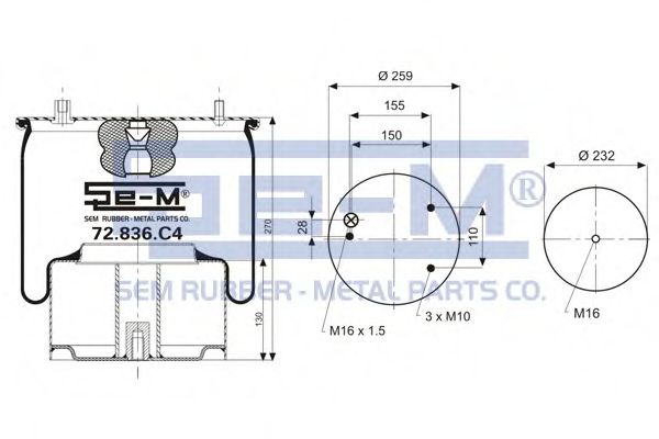 Кожух пневматической рессоры SEM LASTIK 0377498