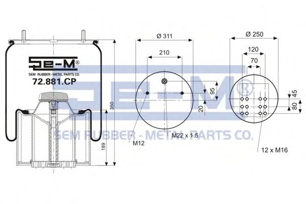 Кожух пневматической рессоры SEM LASTIK 72.881.CP