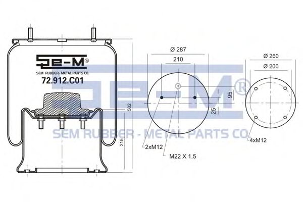 Кожух пневматической рессоры SEM LASTIK 72.912.C01