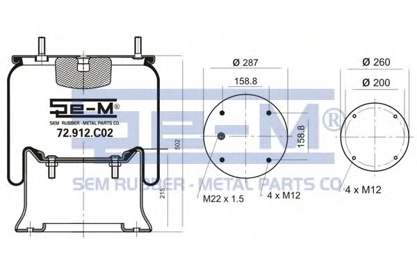 Кожух пневматической рессоры SEM LASTIK 72.912.C02