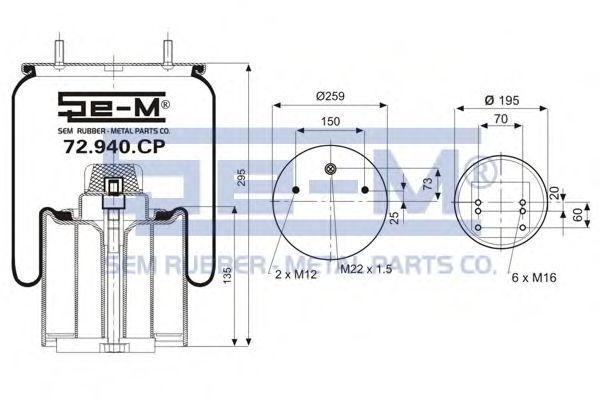 Кожух пневматической рессоры SEM LASTIK 72.940.CP