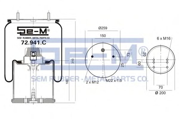 Кожух пневматической рессоры SEM LASTIK 72.941.C