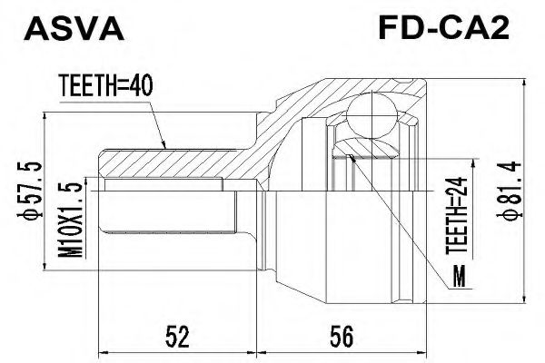 Шарнирный комплект, приводной вал ASVA FD-CA2