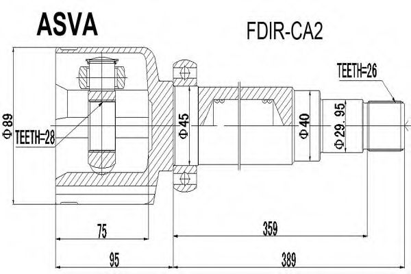 Шарнирный комплект, приводной вал ASVA FDIR-CA2