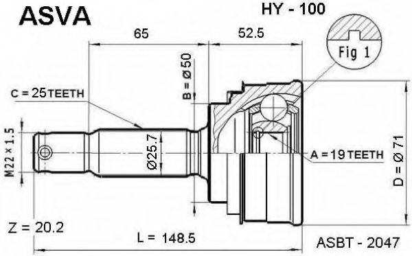 Шарнирный комплект, приводной вал ASVA HY-100