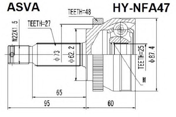 Шарнирный комплект, приводной вал ASVA HY-NFA47
