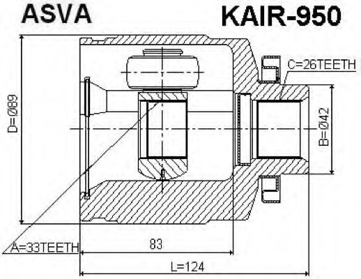 Шарнирный комплект, приводной вал ASVA KAIR-950
