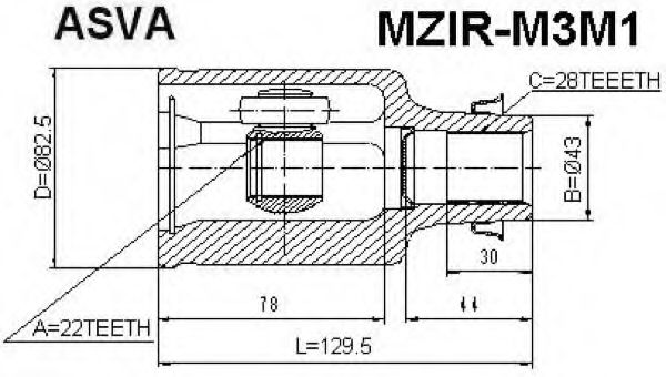 Шарнирный комплект, приводной вал ASVA MZIR-M3M1