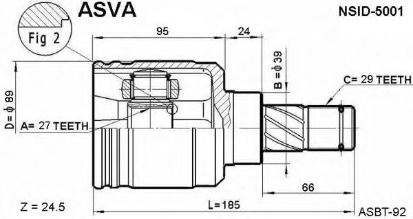 Шарнирный комплект, приводной вал ASVA NSID-5001