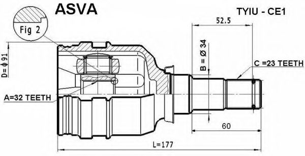 Шарнирный комплект, приводной вал ASVA TYIU-CE1