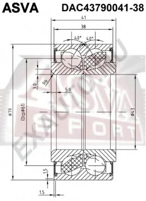 Подшипник ступицы колеса ASVA DAC43790041-38