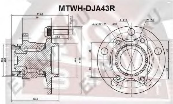 Ступица колеса ASVA MTWH-DJA43R