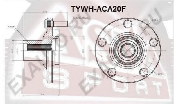 Ступица колеса ASVA TYWH-ACA20F