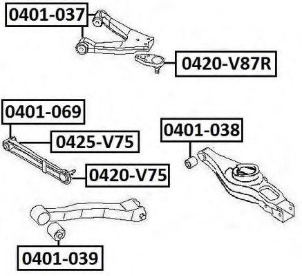 Несущий / направляющий шарнир ASVA 0420-V87R