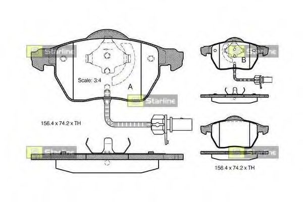 Комплект тормозных колодок, дисковый тормоз STARLINE BD S301P