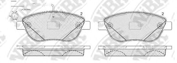 Комплект тормозных колодок, дисковый тормоз NiBK PN0187W