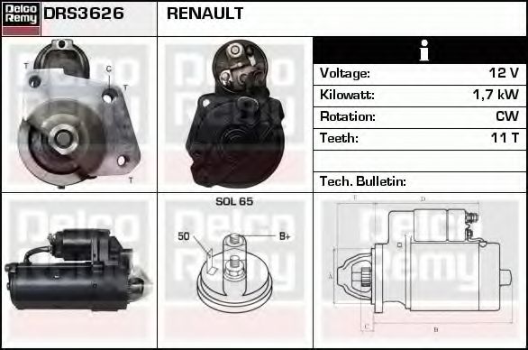 Стартер DELCO REMY DRS3626