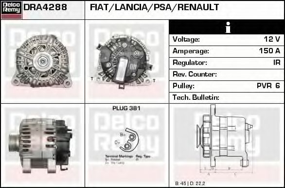 Генератор DELCO REMY DRA4288