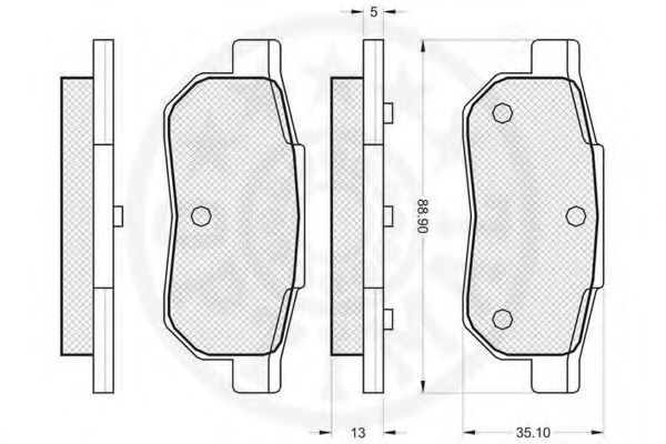 Комплект тормозных колодок, дисковый тормоз OPTIMAL 12061