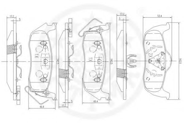 Комплект тормозных колодок, дисковый тормоз OPTIMAL 12315
