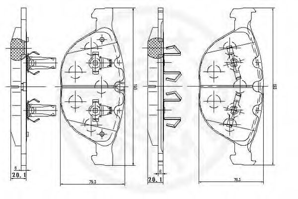 Комплект тормозных колодок, дисковый тормоз OPTIMAL 12500