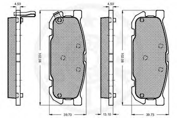 Комплект тормозных колодок, дисковый тормоз OPTIMAL 23878