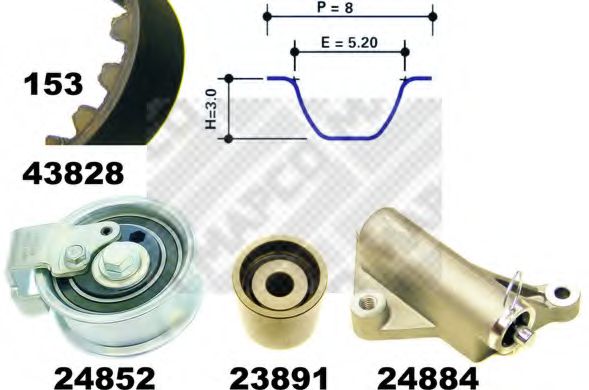 Комплект ремня ГРМ MAPCO 23840