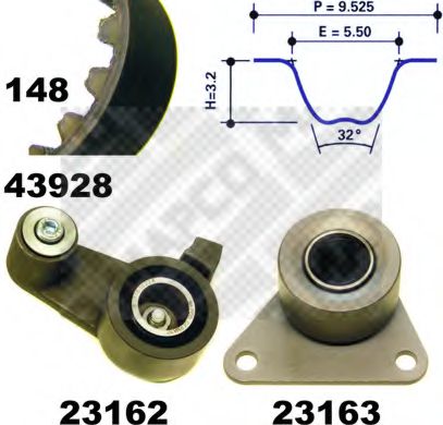 Комплект ремня ГРМ MAPCO 23928