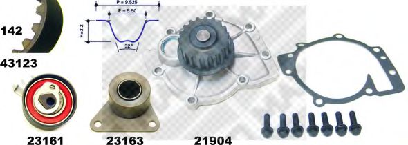 Водяной насос + комплект зубчатого ремня MAPCO 41123