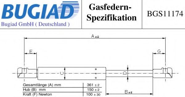 Газовая пружина, заднее стекло BUGIAD BGS11174