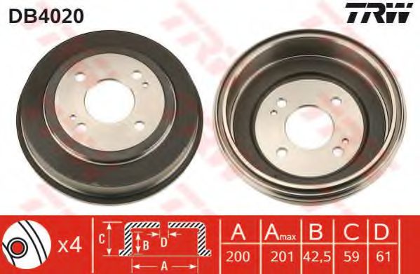 Тормозной барабан TRW DB4020