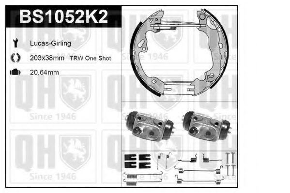 Комплект тормозов, барабанный тормозной механизм QUINTON HAZELL BS1052K2
