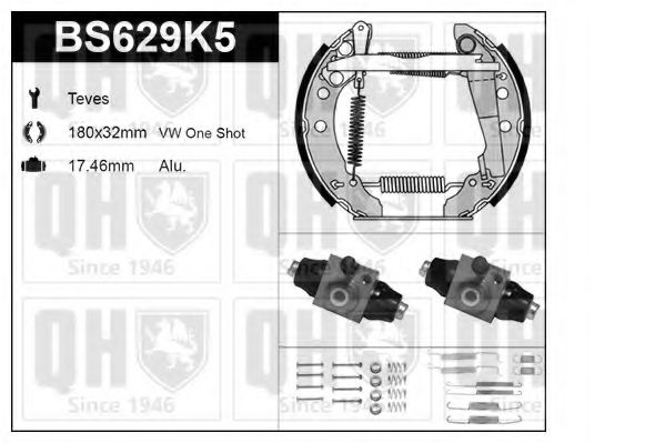 Комплект тормозов, барабанный тормозной механизм QUINTON HAZELL BS629K5