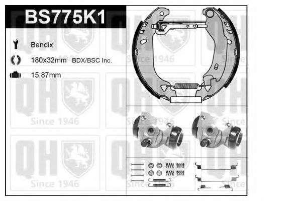 Комплект тормозов, барабанный тормозной механизм QUINTON HAZELL BS775K1