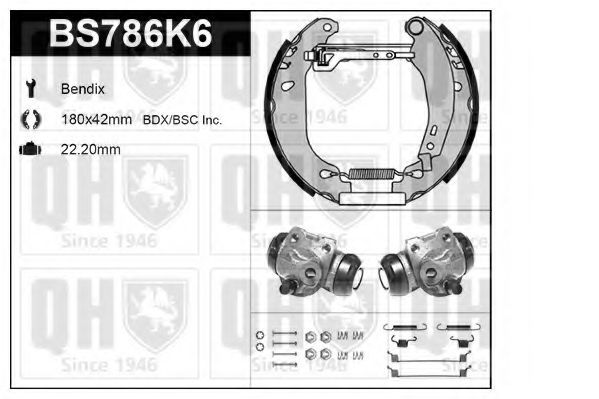 Комплект тормозов, барабанный тормозной механизм QUINTON HAZELL BS786K6