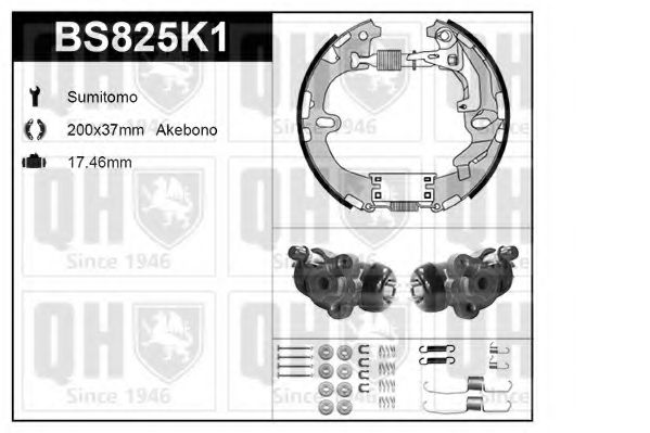 Комплект тормозов, барабанный тормозной механизм QUINTON HAZELL BS825K1