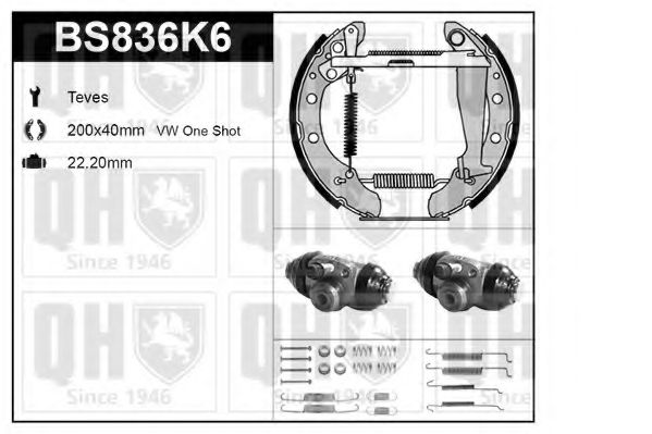 Комплект тормозов, барабанный тормозной механизм QUINTON HAZELL BS836K6