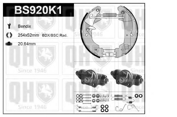 Комплект тормозов, барабанный тормозной механизм QUINTON HAZELL BS920K1