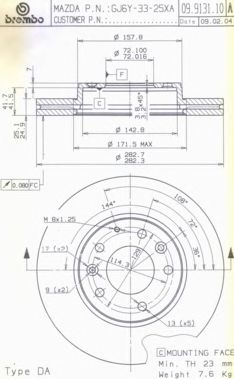 Тормозной диск BREMBO 09.9131.14