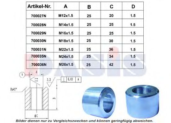 Резьбовой штифт AKS DASIS 700031N
