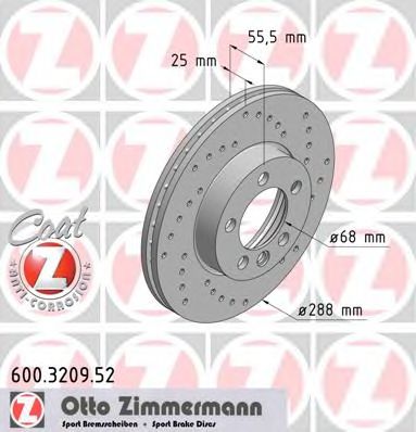 Тормозной диск ZIMMERMANN 600.3209.52