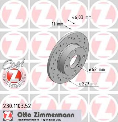Тормозной диск ZIMMERMANN 230.1103.52