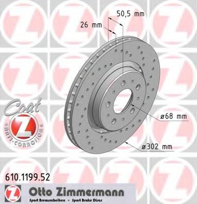 Тормозной диск ZIMMERMANN 610.1199.52