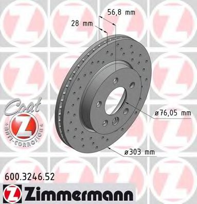 Тормозной диск ZIMMERMANN 600.3246.52