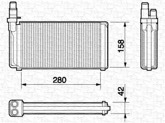 Теплообменник, отопление салона MAGNETI MARELLI 350218051000