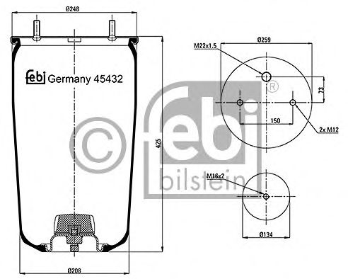 Кожух пневматической рессоры FEBI BILSTEIN 45432