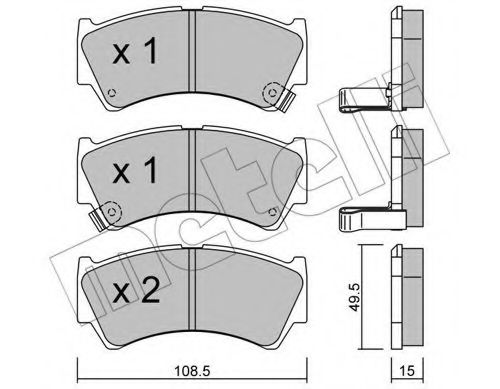 Комплект тормозных колодок, дисковый тормоз METELLI 22-0436-0