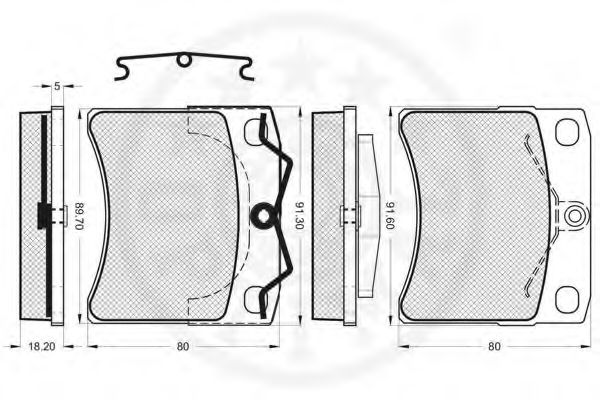 Комплект тормозных колодок, дисковый тормоз OPTIMAL 10111